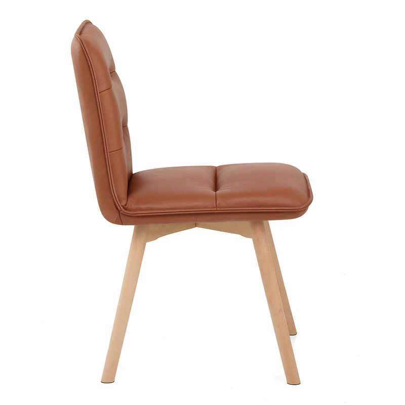 Chaise Cuir Véritable Bois - Ciro Marron