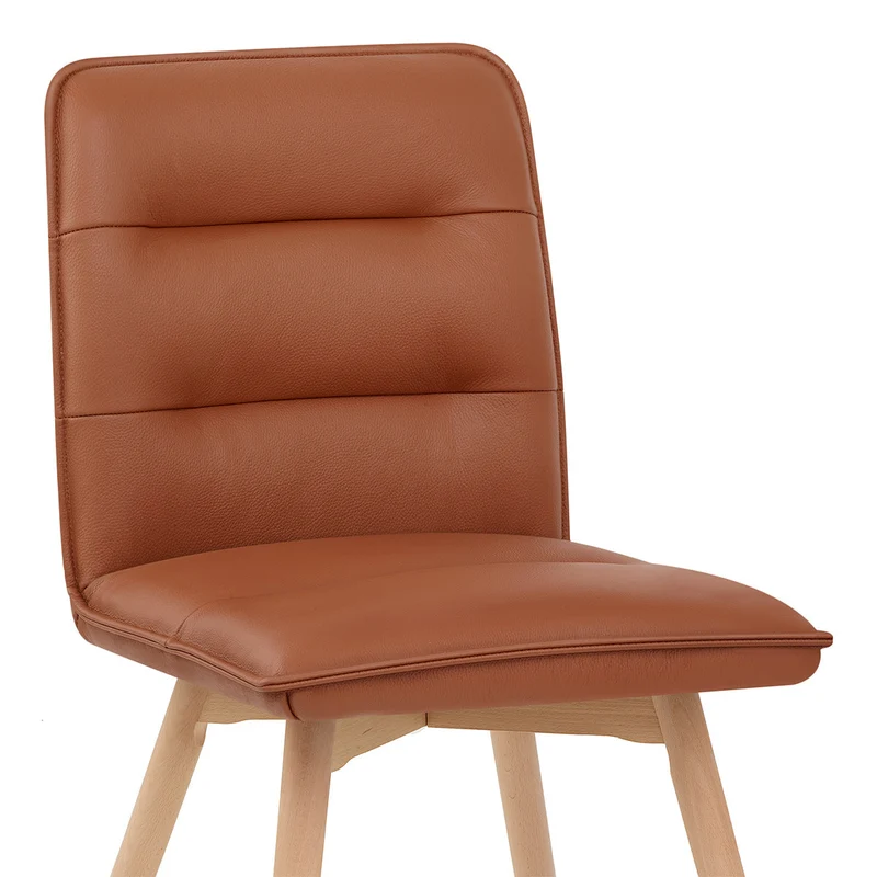 Chaise Cuir Véritable Bois - Ciro Marron