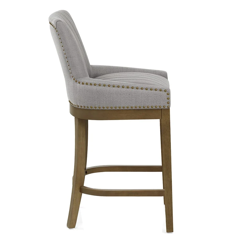 Chaise de Bar Bois Tissu - Chiltern Gris