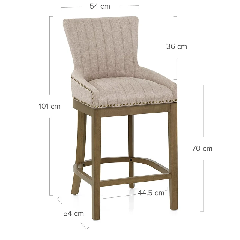 Chaise de Bar Bois Tissu - Chiltern Taupe