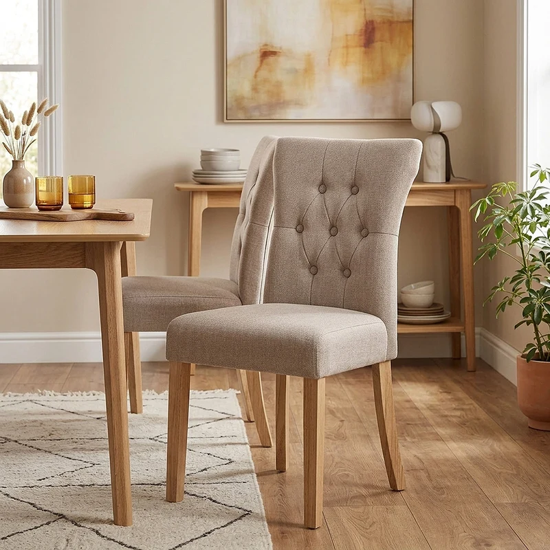 Chaise Bois Tissu - Bradbury Taupe