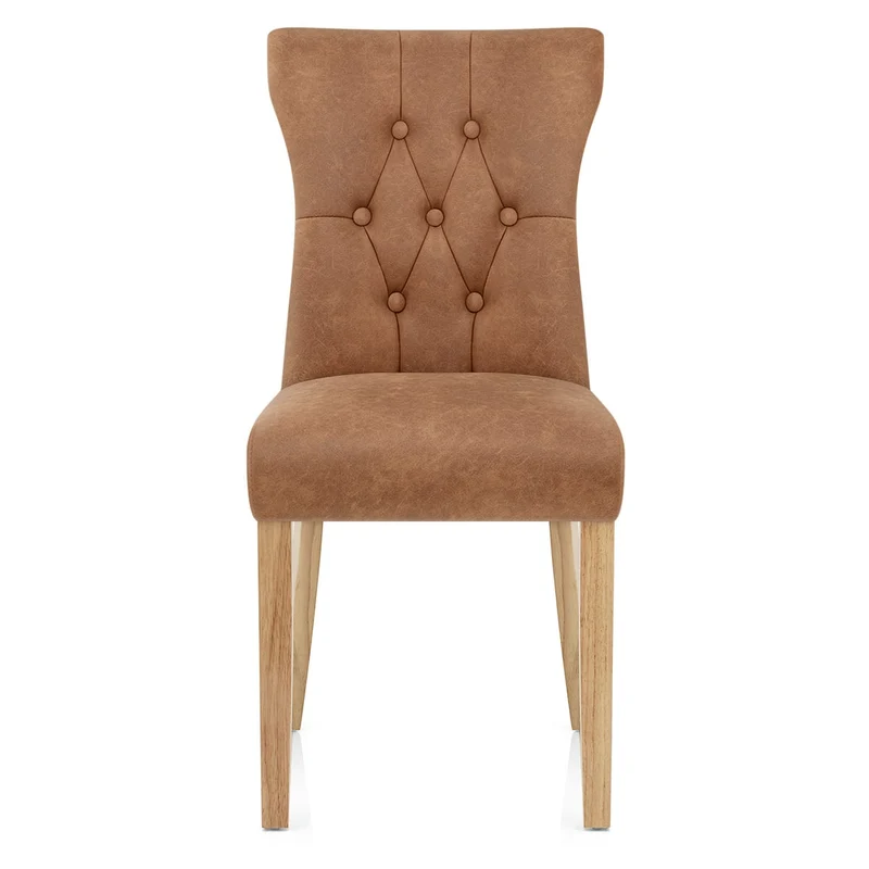 Chaise Bois Faux Cuir - Bradbury Cognac