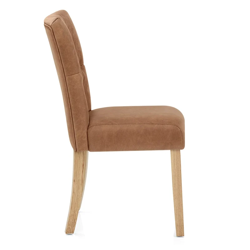 Chaise Bois Faux Cuir - Bradbury Cognac