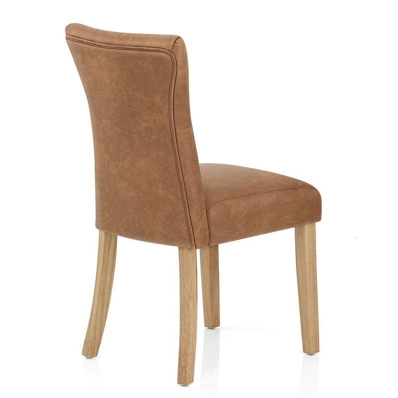 Chaise Bois Faux Cuir - Bradbury Cognac