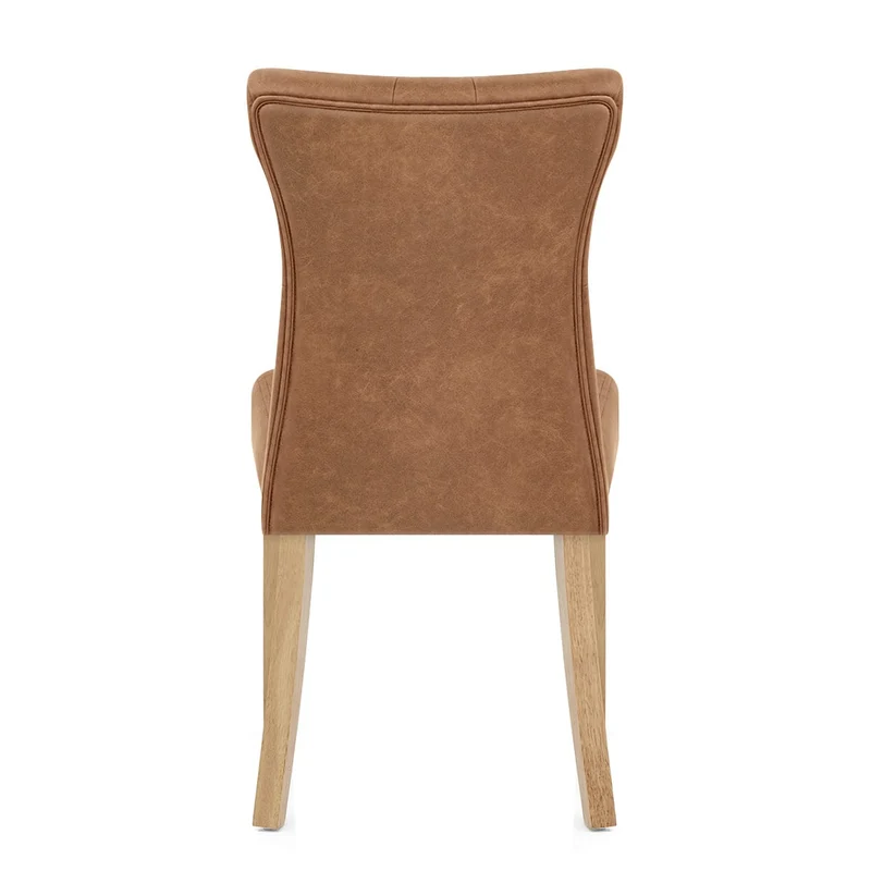 Chaise Bois Faux Cuir - Bradbury Cognac