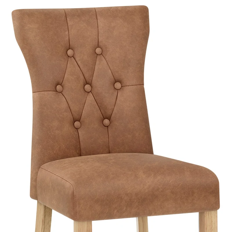 Chaise Bois Faux Cuir - Bradbury Cognac