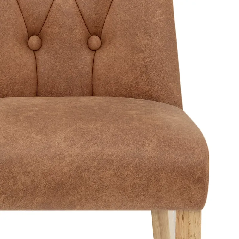 Chaise Bois Faux Cuir - Bradbury Cognac