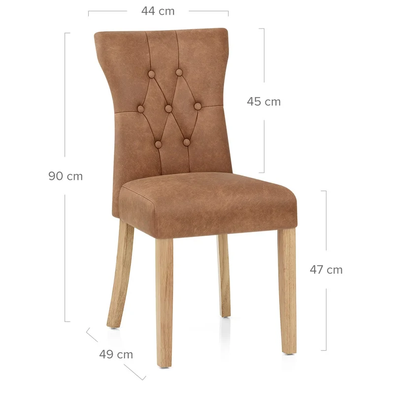 Chaise Bois Faux Cuir - Bradbury Cognac