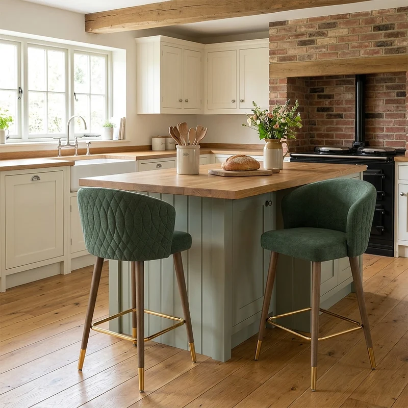Tabouret de Bar Tissu - Boston Vert