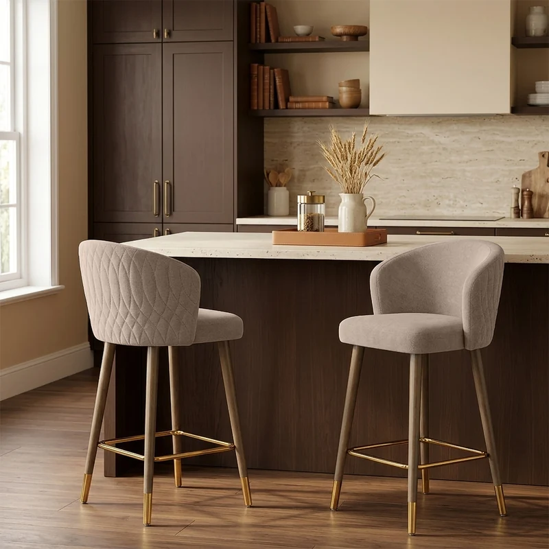 Tabouret de Bar Tissu - Boston Taupe