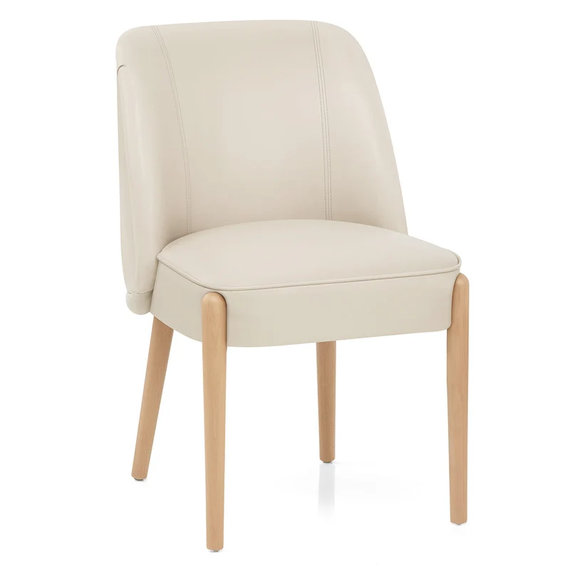 Chaise Faux Cuir Bois - Avon Crème