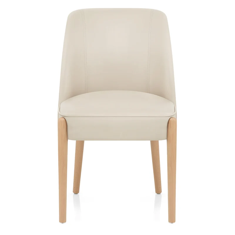 Chaise Faux Cuir Bois - Avon Crème