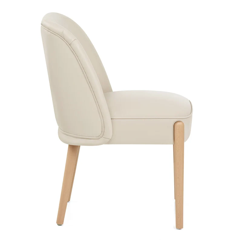 Chaise Faux Cuir Bois - Avon Crème