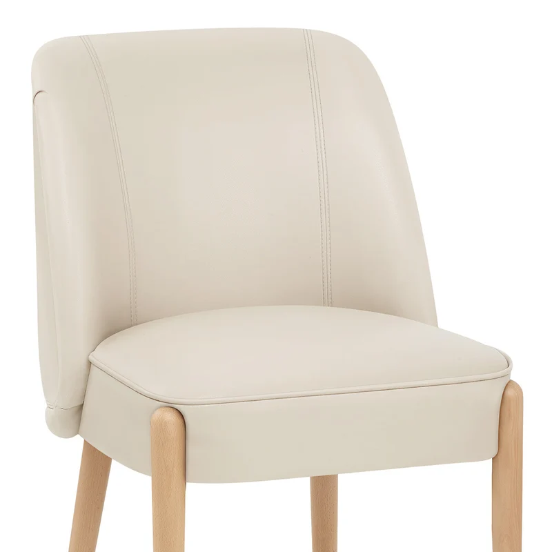 Chaise Faux Cuir Bois - Avon Crème