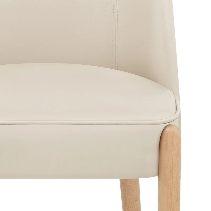 Chaise Faux Cuir Bois - Avon Crème