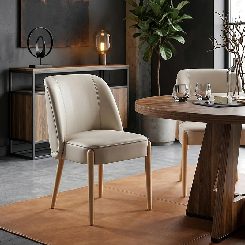 Chaise Faux Cuir Bois - Avon Crème