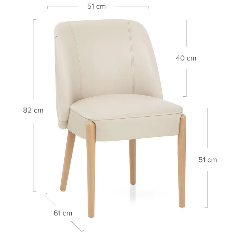 Chaise Faux Cuir Bois - Avon Crème