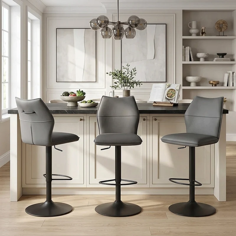 Chaise de Bar Faux Cuir - Ava Gris