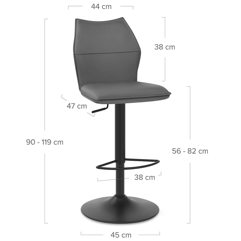 Chaise de Bar Faux Cuir - Ava Gris