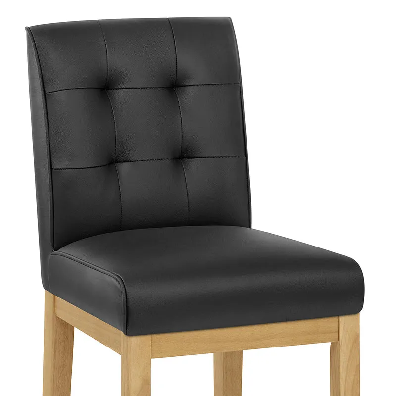 Tabouret de Bar Cuir Veritable Bois - Ashby Noir