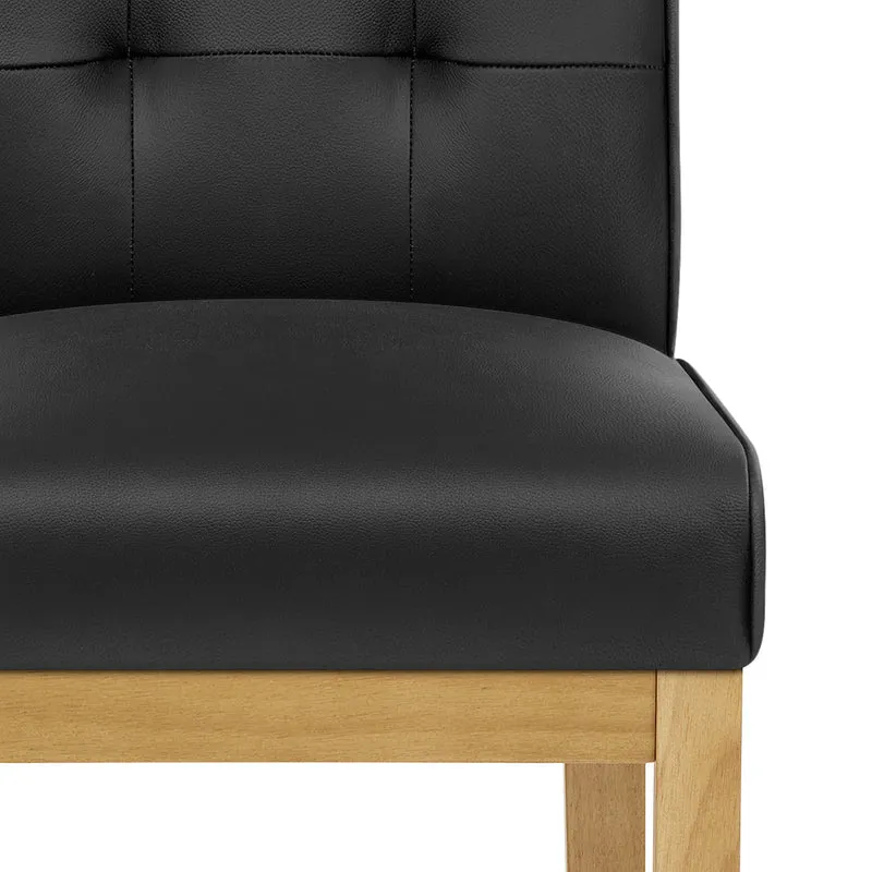 Tabouret de Bar Cuir Veritable Bois - Ashby Noir