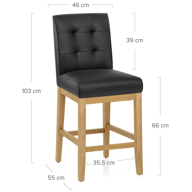 Tabouret de Bar Cuir Veritable Bois - Ashby Noir
