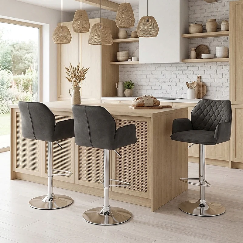 Chaise de bar Faux Daim - Harvard Gris Foncé