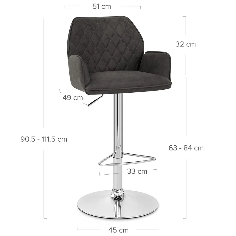 Chaise de bar Faux Daim - Harvard Gris Foncé