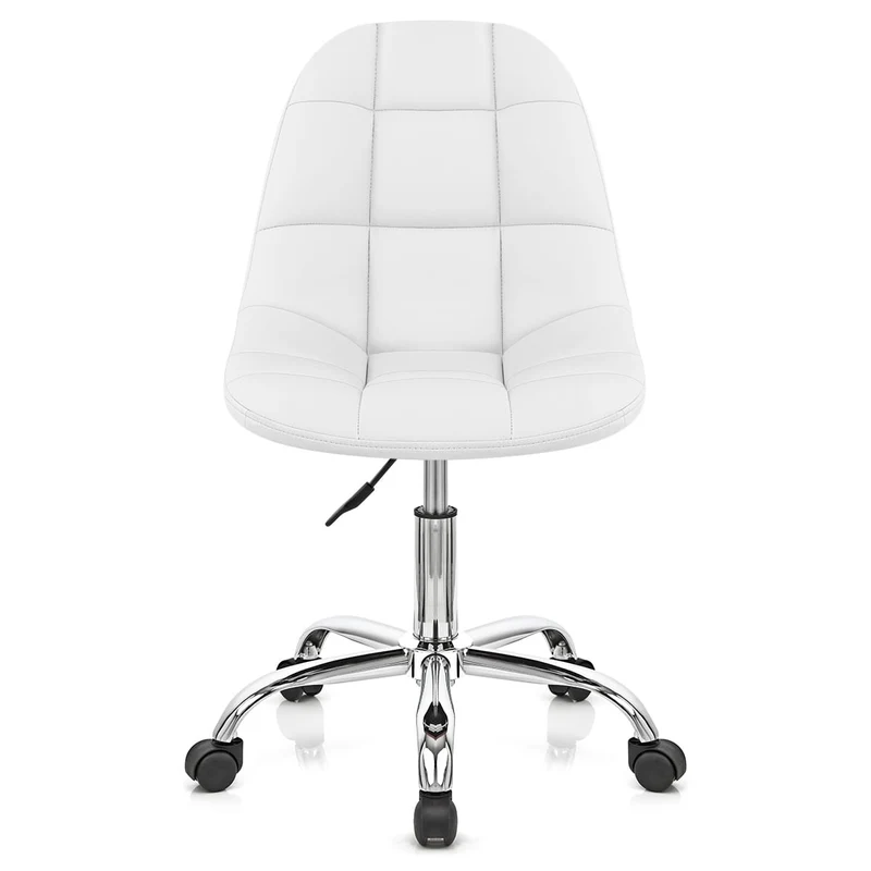 Chaise Faux Cuir Chrome - Rochelle Blanc