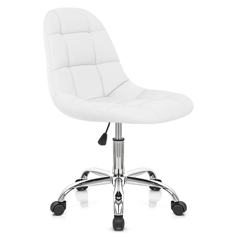 Chaise Faux Cuir Chrome - Rochelle Blanc