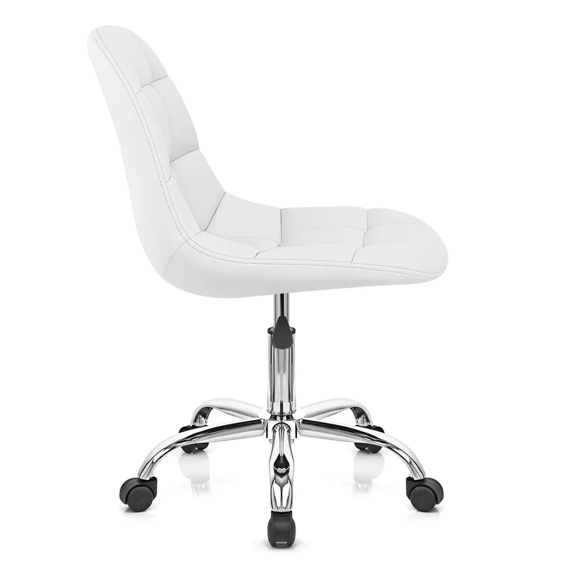 Chaise Faux Cuir Chrome - Rochelle Blanc