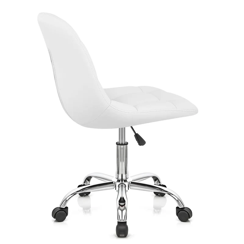 Chaise Faux Cuir Chrome - Rochelle Blanc