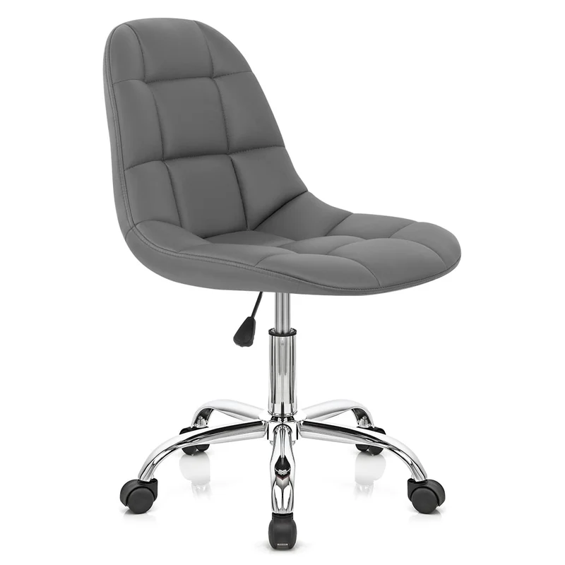 Chaise Faux Cuir Chrome - Rochelle Gris