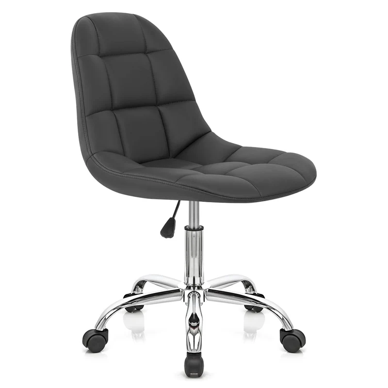 Chaise Faux Cuir Chrome - Rochelle Noir