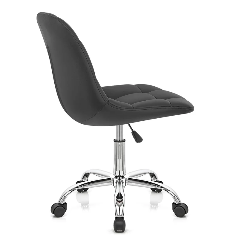 Chaise Faux Cuir Chrome - Rochelle Noir