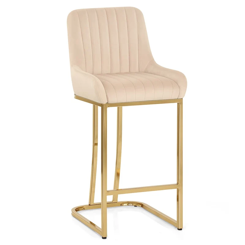 Tabouret de Bar Velours - Paget Crème