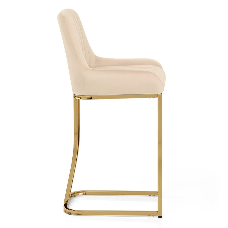 Tabouret de Bar Velours - Paget Crème