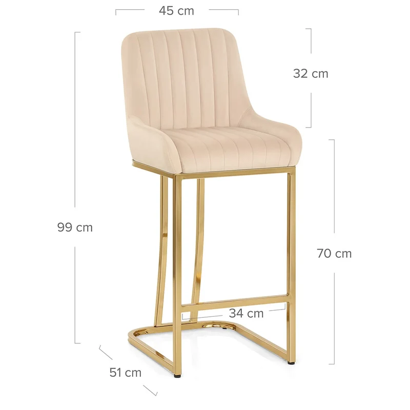 Tabouret de Bar Velours - Paget Crème