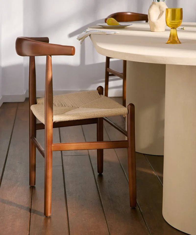 Silla de Comedor en Madera y Cuerda Trenzada Hela