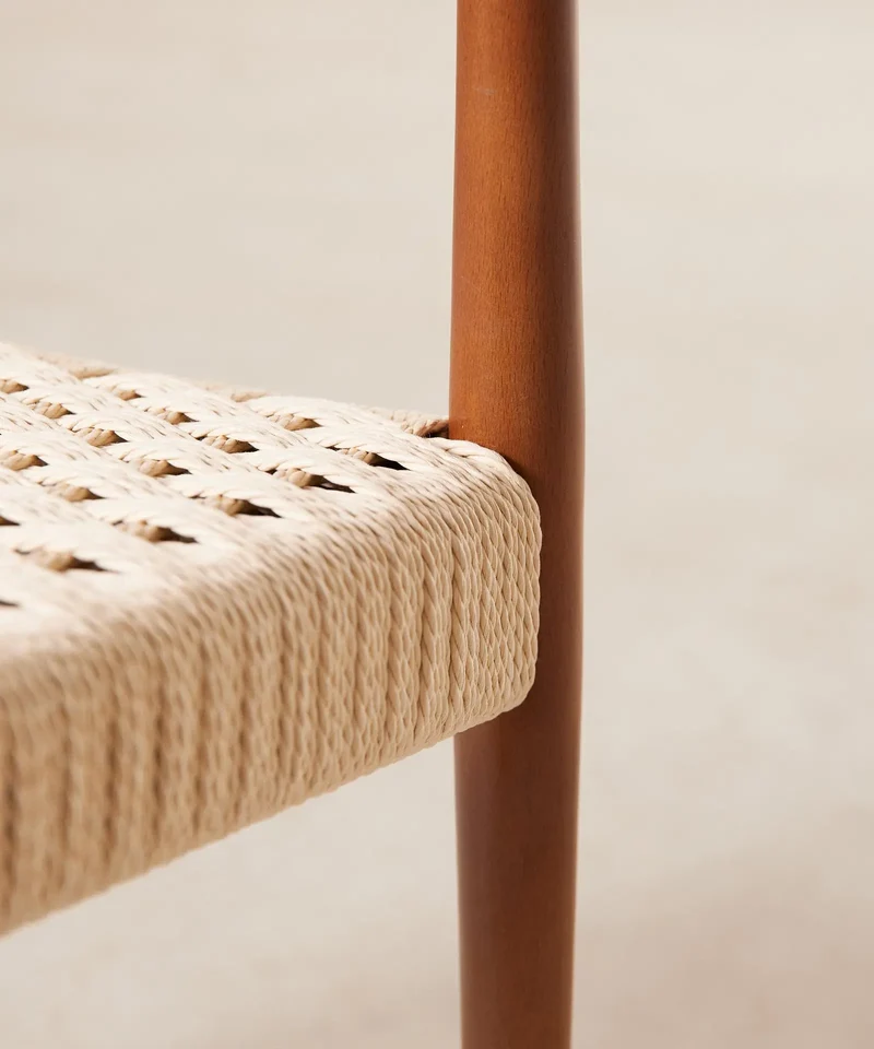 Silla de Comedor de Madera y Cuerda Trenzada Nona