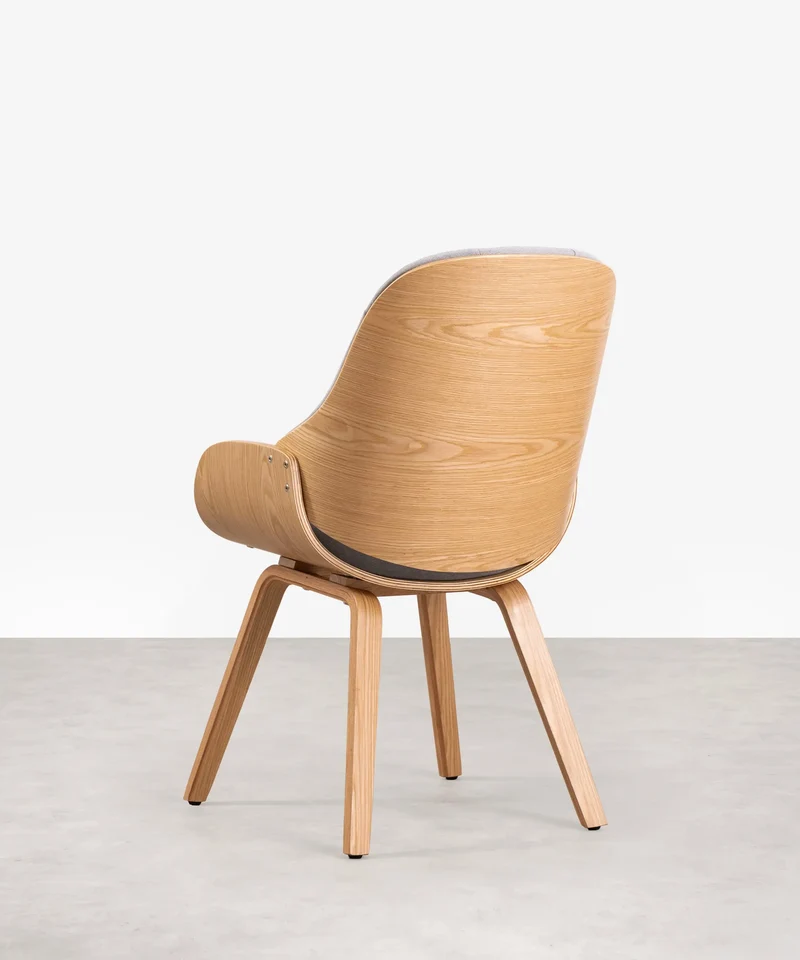 Sillón de Madera Tapizado en Tela y Lino con Reposapiés Benson