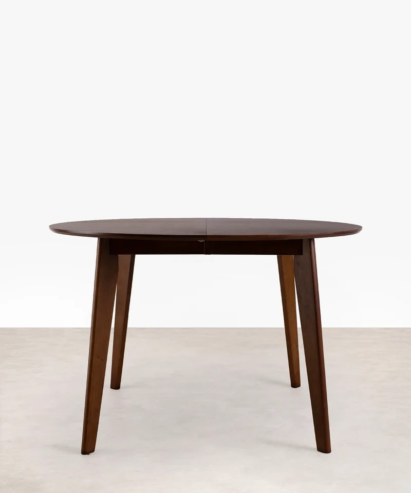 Mesa de Comedor Redonda en Madera Extensible Gala Walnut (120-150 cm)