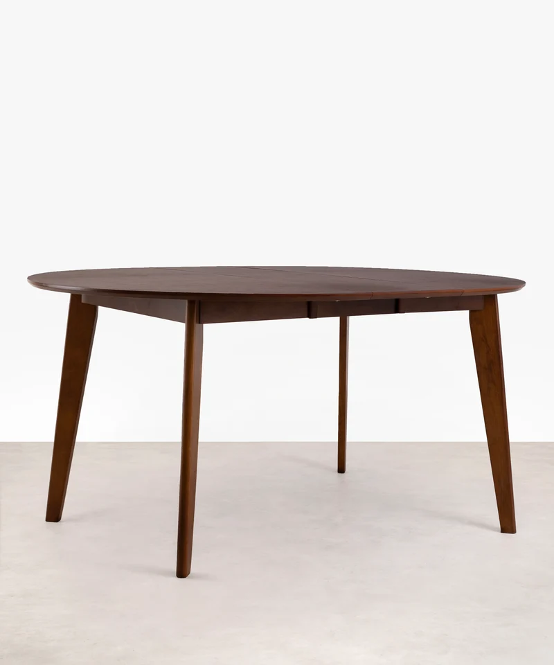 Mesa de Comedor Redonda en Madera Extensible Gala Walnut (120-150 cm)