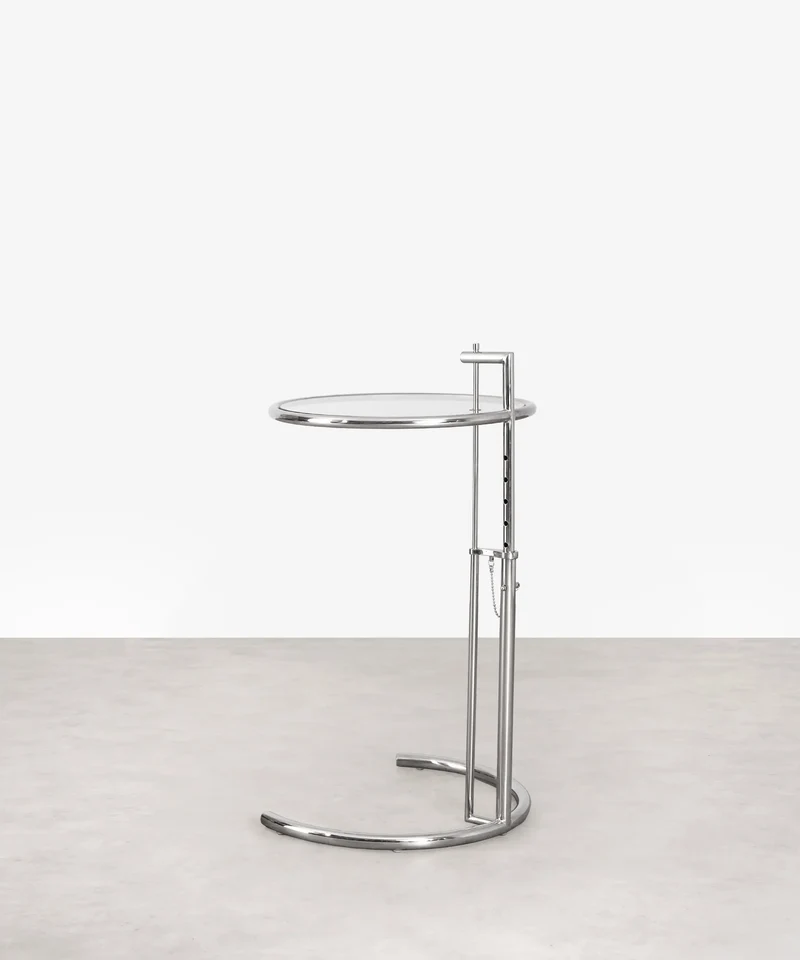 Mesa Auxiliar en Acero y Cristal Helen