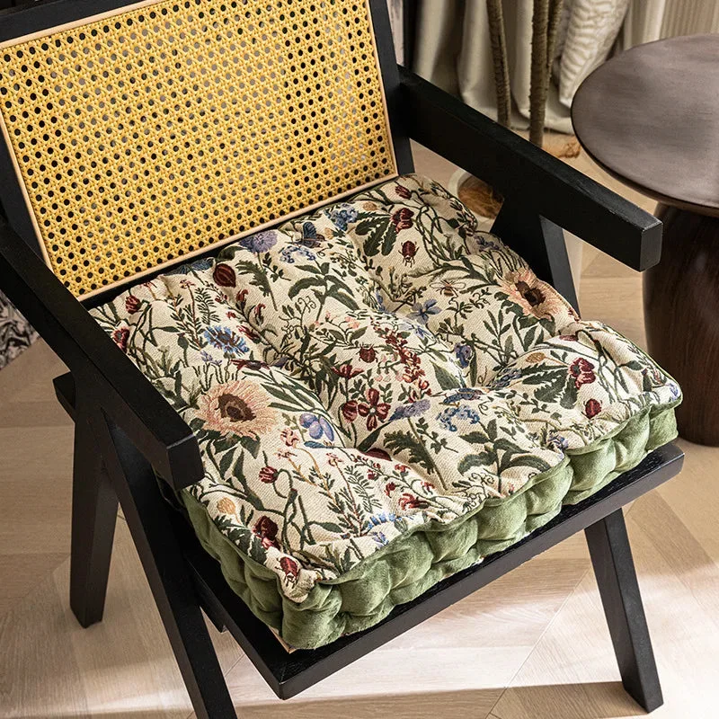 Galette de Chaise 45x45 à motif Floral Blanc
