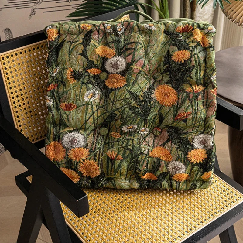 Galette de Chaise 45x45 à motif Floral Vert