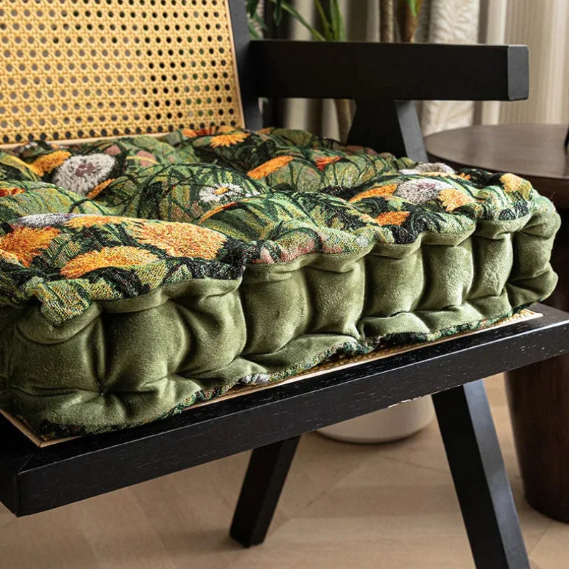 Galette de Chaise 45x45 à motif Floral Vert