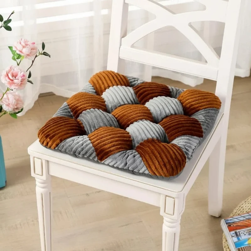 Galette de Chaise 45x45 Coton Gris et Marron