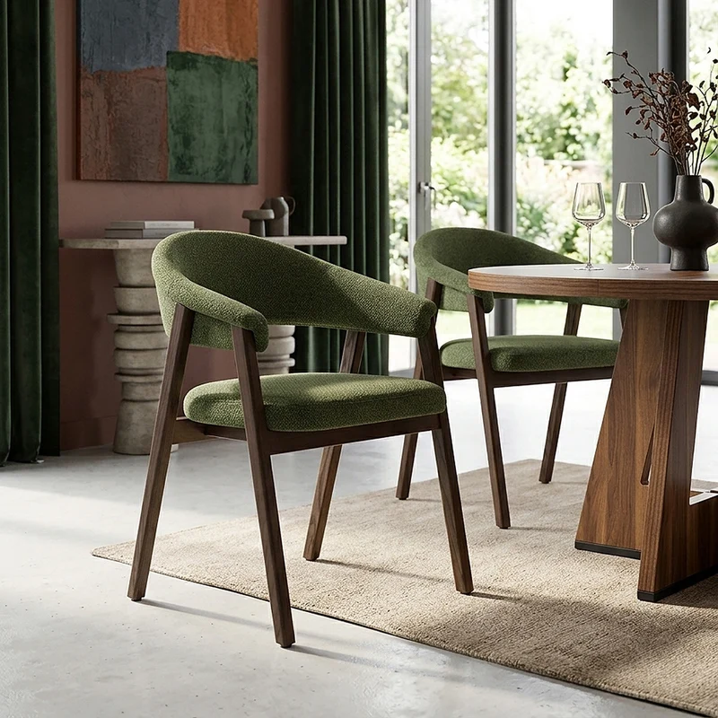 Chaise Chêne Foncé Tissu - Amber Vert