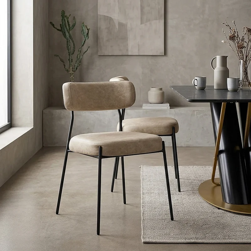 Chaise Faux Cuir Noir - Diana Taupe